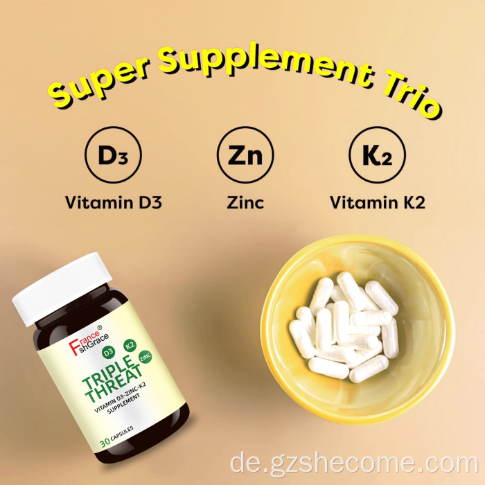 Shecome Triple Threat Vitamin D3 Zink K2 Kapseln